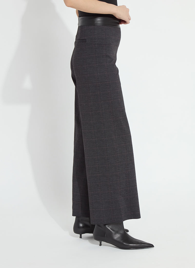 Lysse Denver Hi Waist Wide Leg Printed Ponte in Midnight Manor Plaid, side view