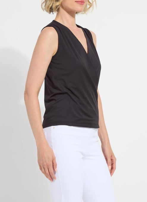 Lysse Inaya black crossover top, alternate front view