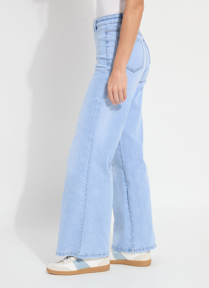 Lysse Iris bleached blue wide leg jeans, alternate front view