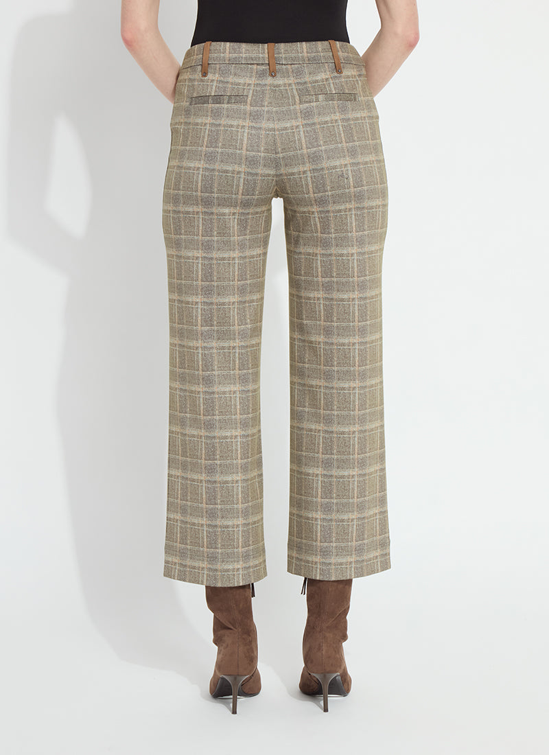 Lysse Livia Crop Pant in Smoked Green Plaid, back view