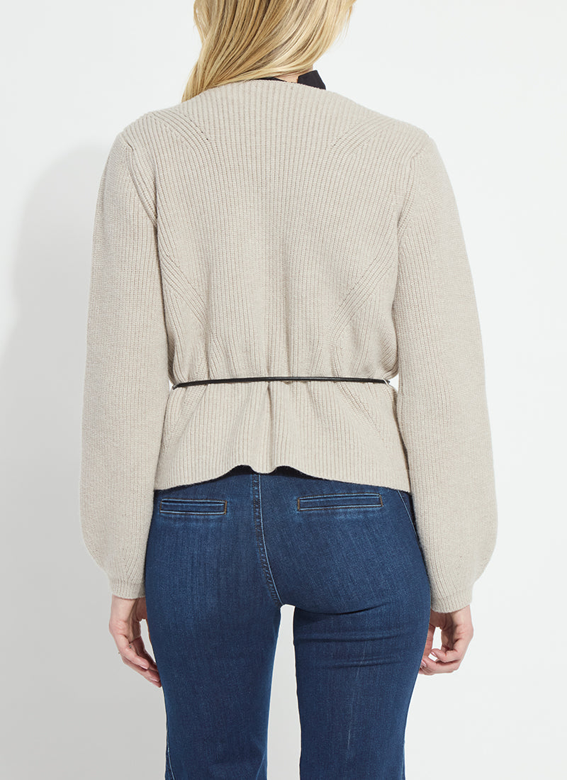 Lysse Ravenna Peplum Knitted Cardigan in Refined Taupe, back view