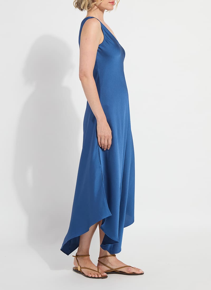 Lysse Sakura bias handkerchief dress in Palermo blue, alternate view