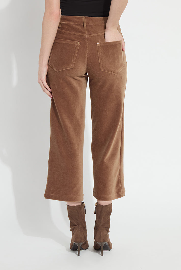 Lysse Tilda St Baby Cord Wide Leg Pant in Antique Toffee, back view