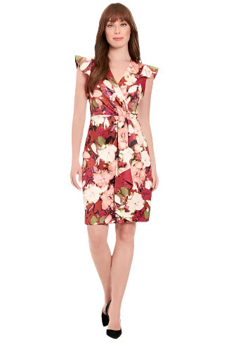 Maggy London Pleated Asymmetrical Dress in Floral Print