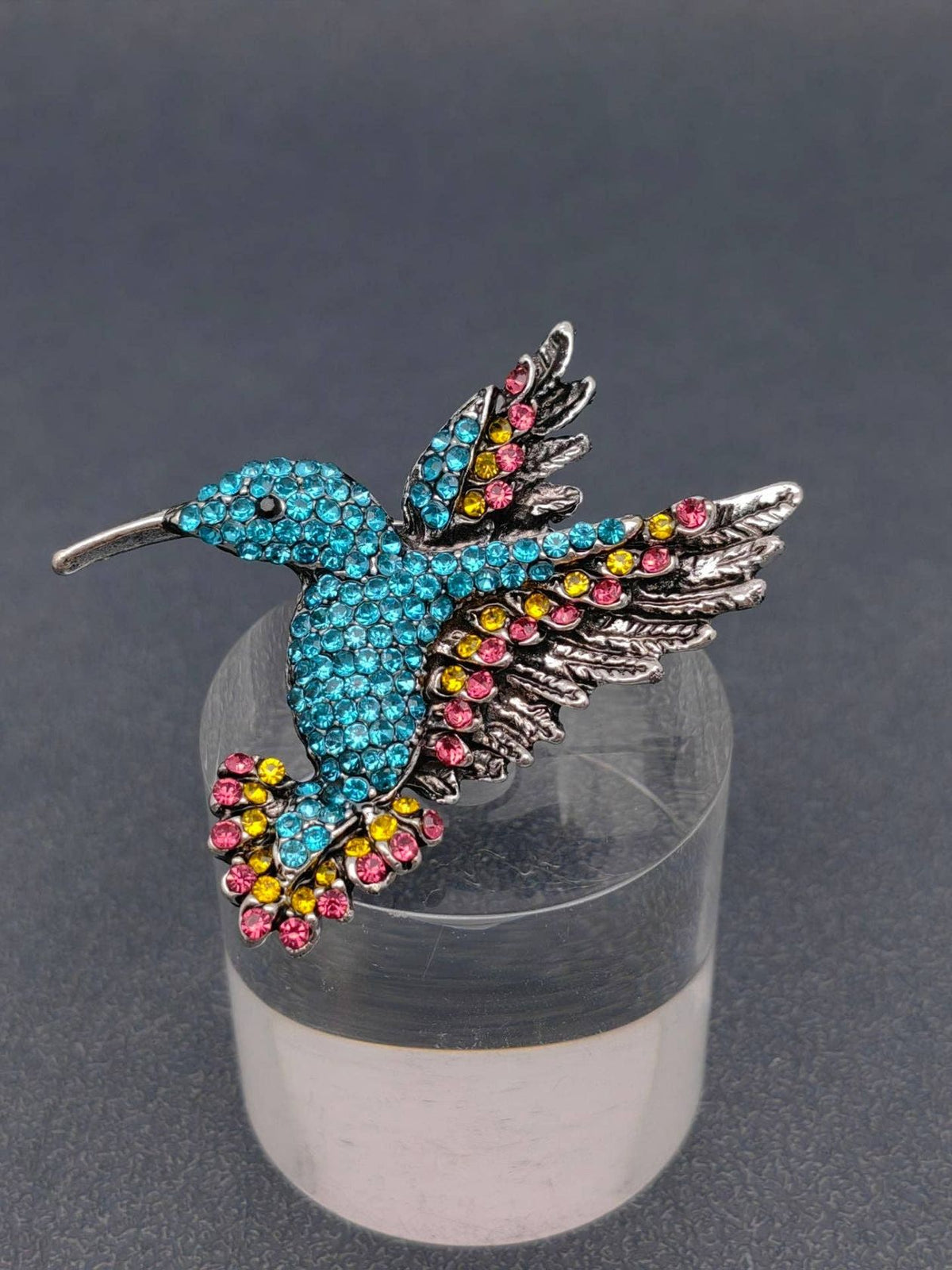 Mio Queena Rhinestone Hummingbird Brooch, sparkling rhinestone bird pin, view 1
