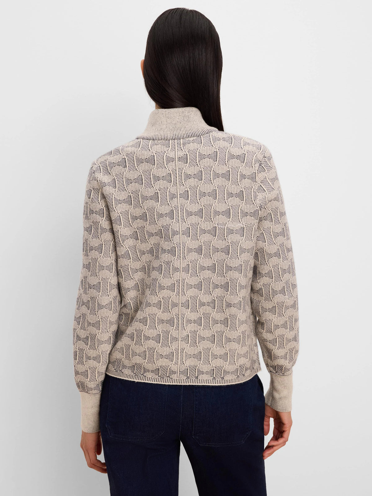 NIC+ZOE Dapper Swirl Knit Jacket in Neutral Multi, back view