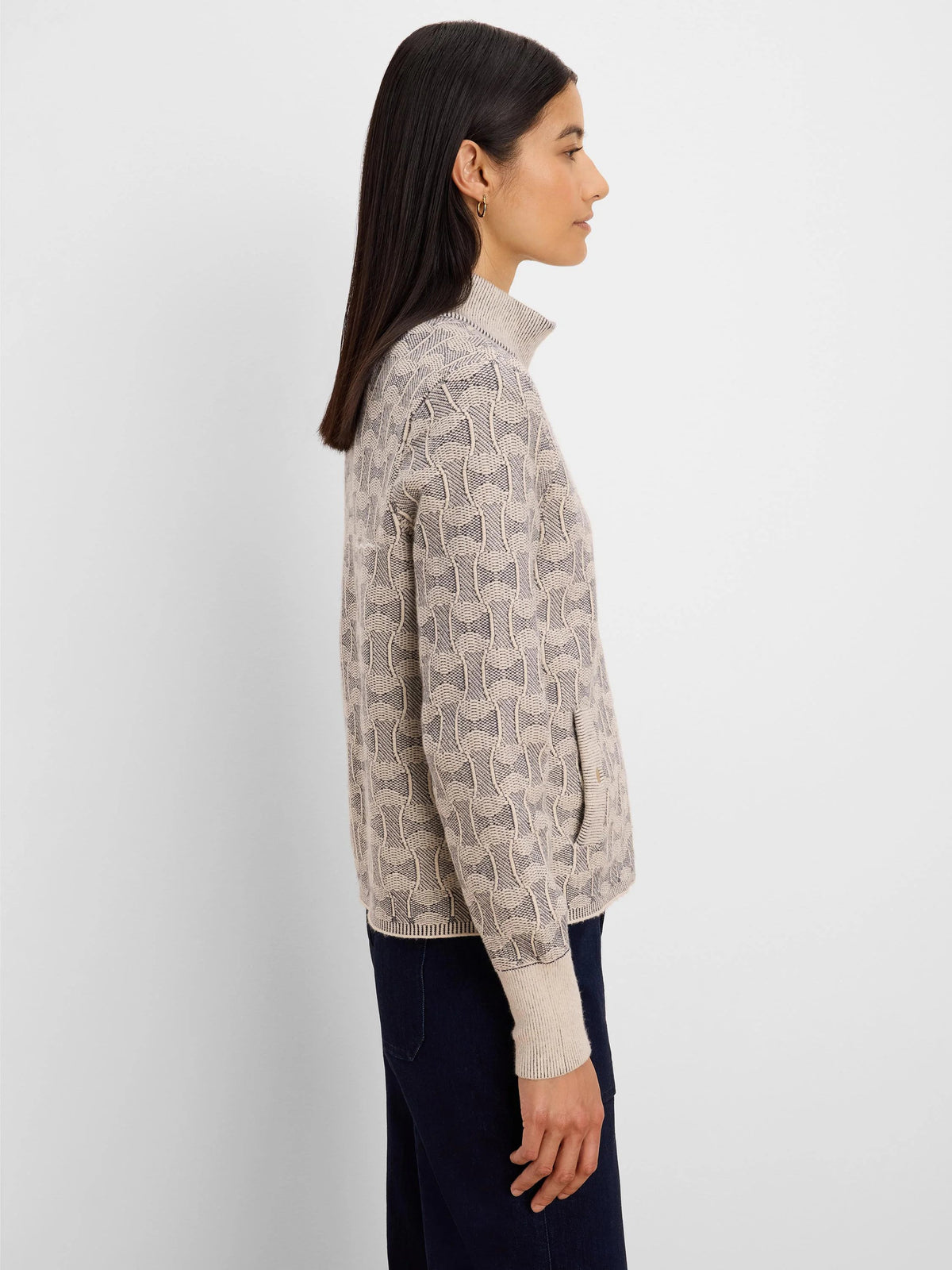 NIC+ZOE Dapper Swirl Knit Jacket in Neutral Multi, side view