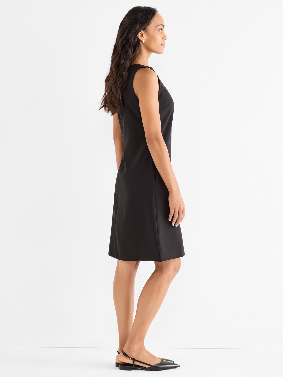 NIC+ZOE Sleek Stretch Little Black Dress in Black, side view