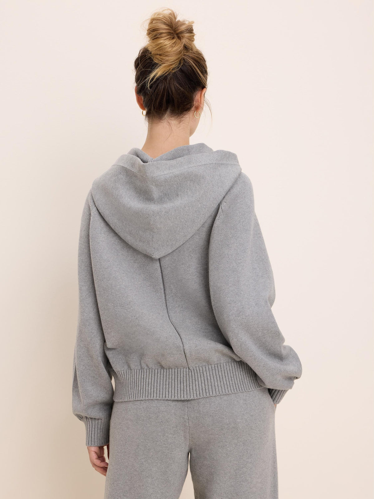NIC+ZOE Sweater Hoodie in Grey Heather, side view