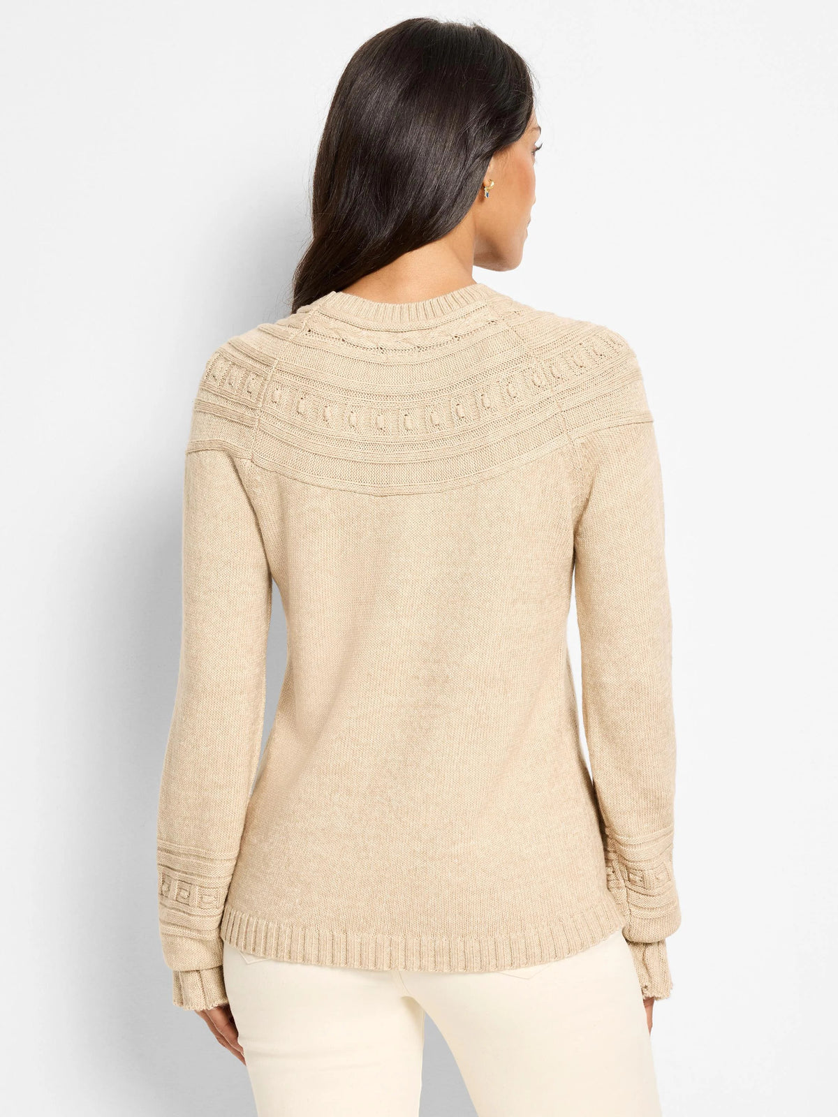 NIC+ZOE Textural Dot Cozy Sweater in Taupe, back view