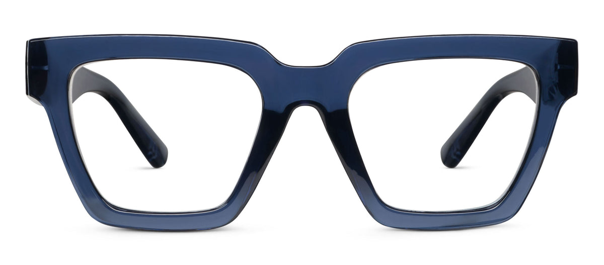 Peepers Take A Bow blue light reading glasses in navy, front view