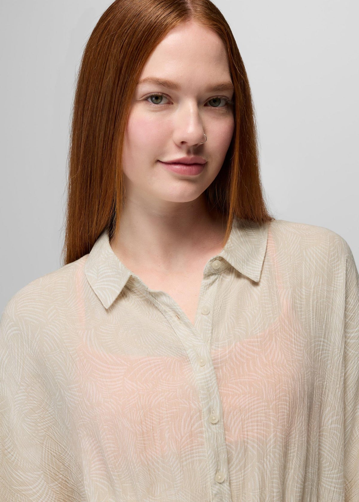 prAna Fernie Shirt Dress in Alba Currents, close-up detail