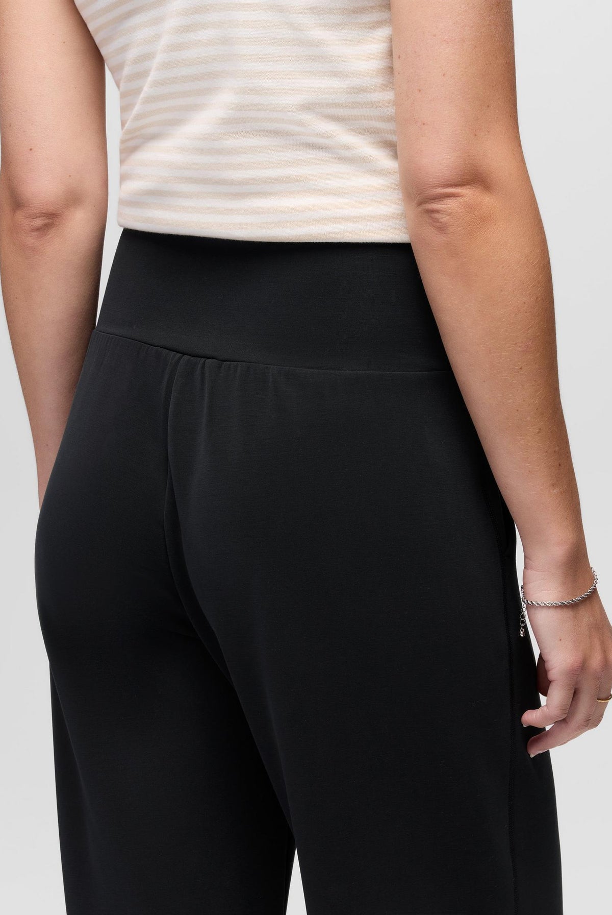prAna Shea Soft Wide Leg Pant in Black, back waistband detail