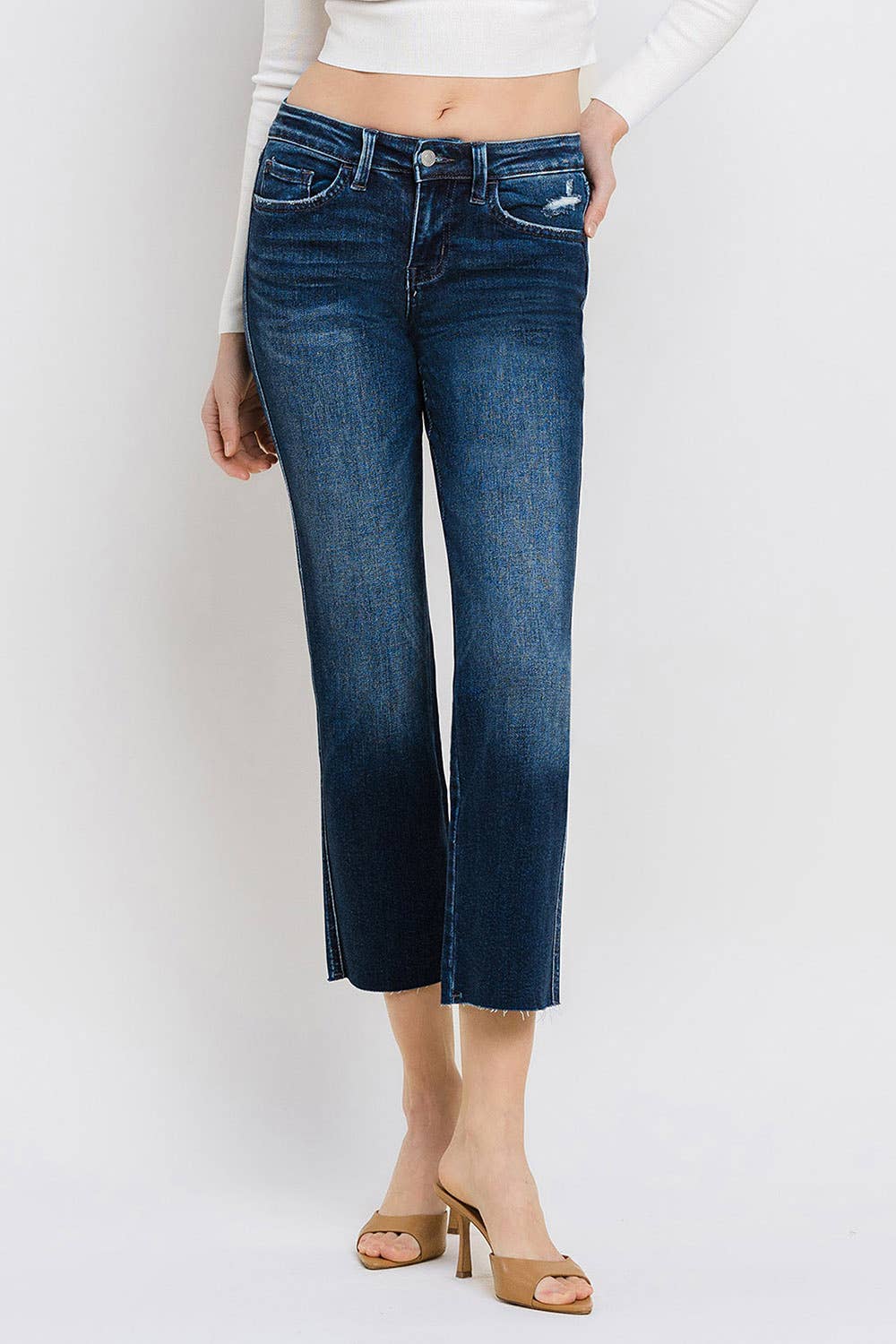 Midrise cropped straight jeans