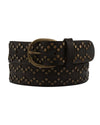 Oval Buckle Leather Studded Belt