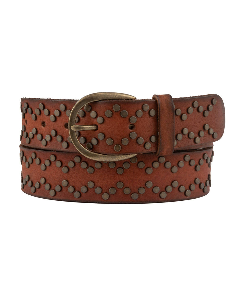 Oval Buckle Leather Studded Belt