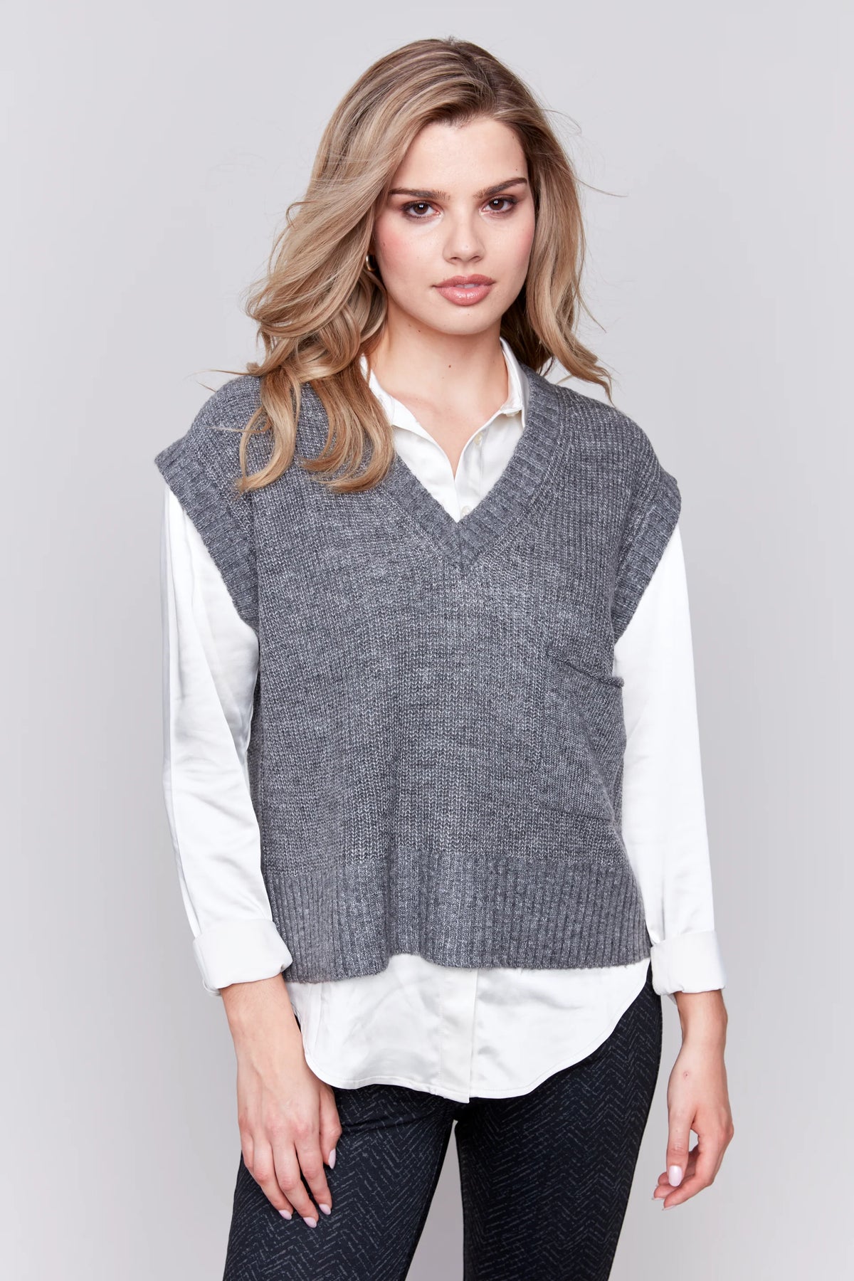 Plushy V-Neck Sweater Vest