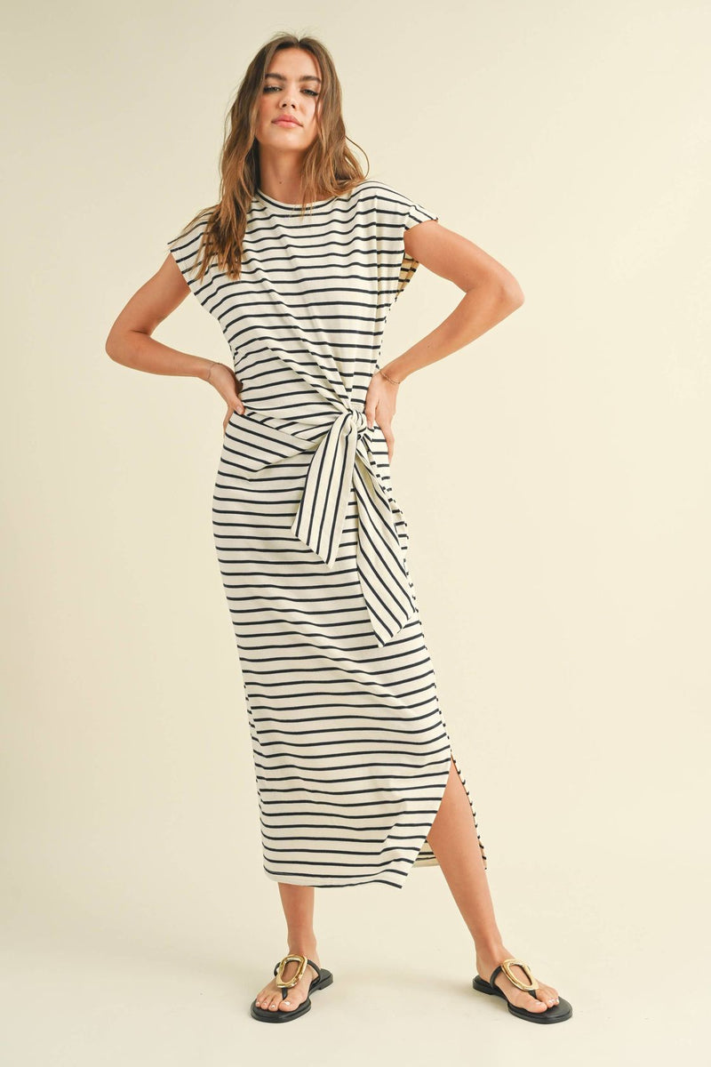 Stripe Pattern Knot Dress