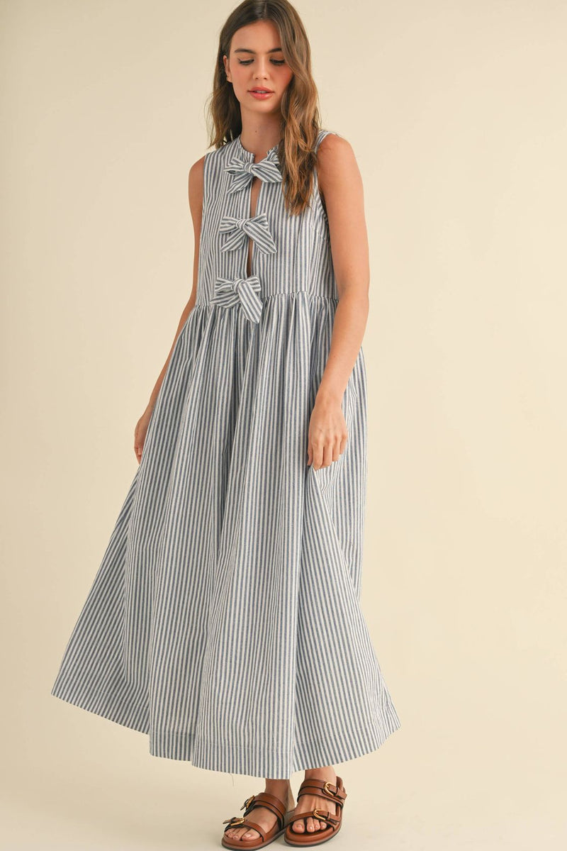 Stripe Fabric w/Bow Tie Dress