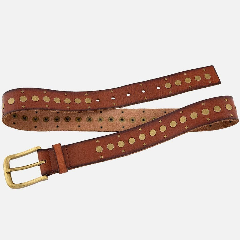 Gold Buckle Studded Fashion Leather Belt