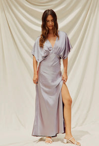 Like Butter Satin Blouson Maxi Dress