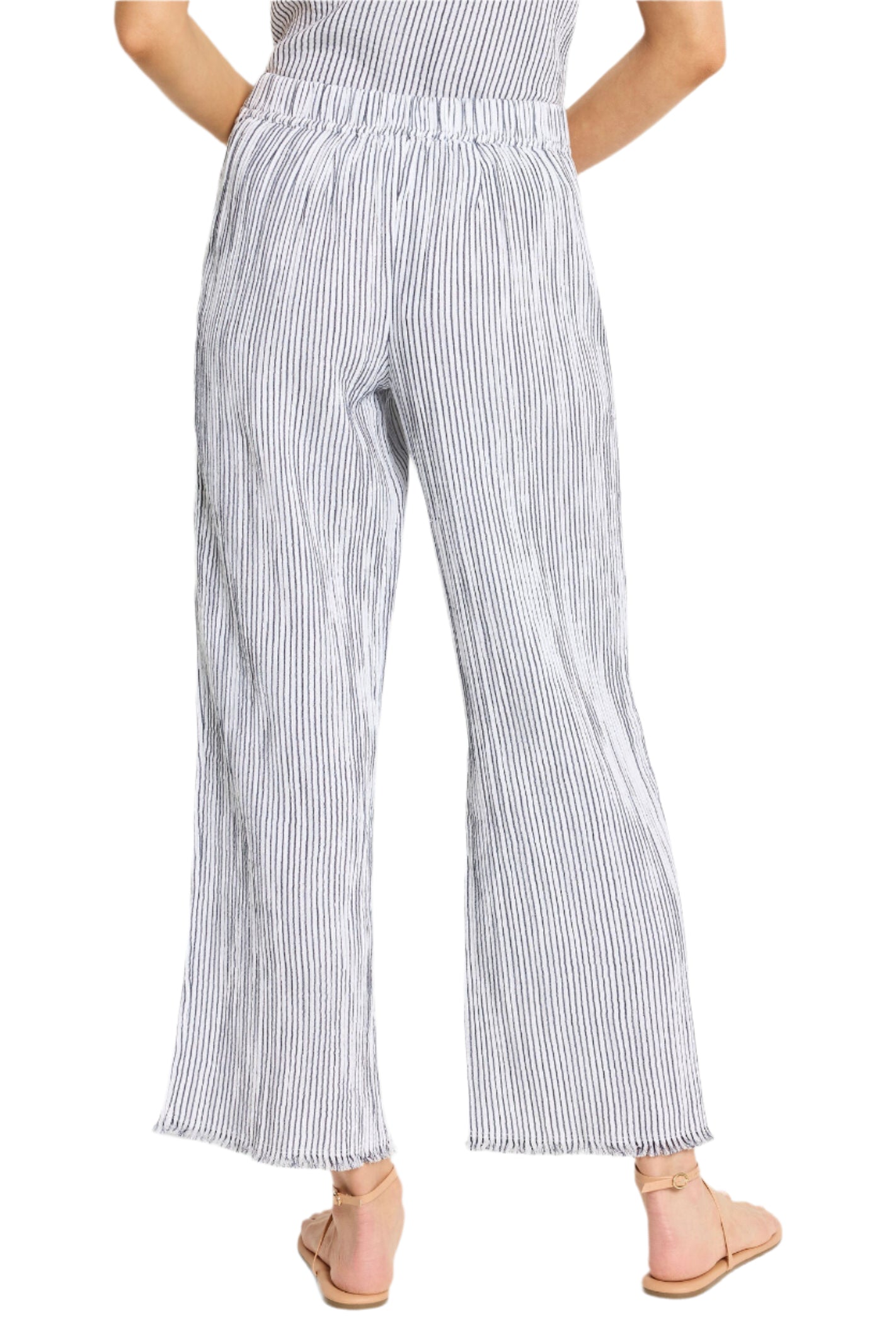 28" Pinstripe Gauze Wide-Leg Pant - Back - Ella Where She Shops