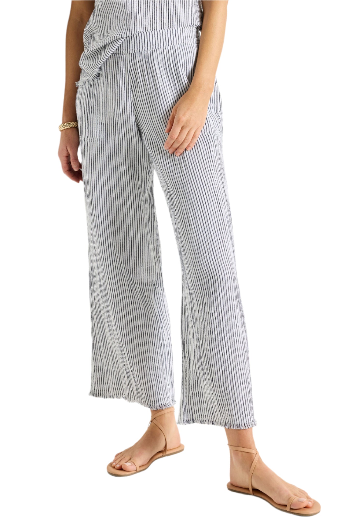 28" Pinstripe Gauze Wide-Leg Pant - Front - Ella Where She Shops