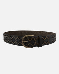 Oval Buckle Leather Studded Belt