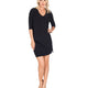 3/4 Sleeve Versatile Tunic Dress in Black
