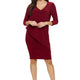 3/4 Sleeve Versatile Tunic Dress in Burgundy