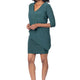 3/4 Sleeve Versatile Tunic Dress in Forest Green, front view