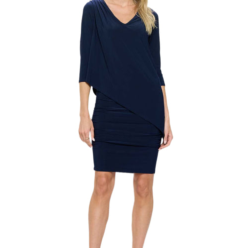 3/4 Sleeve Versatile Tunic Dress in Navy