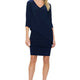 3/4 Sleeve Versatile Tunic Dress in Navy