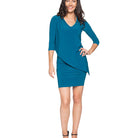 3/4 Sleeve Versatile Tunic Dress in Teal, front view