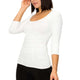 3 Panel Ruched 3/4 Sleeve Seamless Top in Ivory