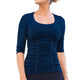3 Panel Ruched 3/4 Sleeve Seamless Top in Navy