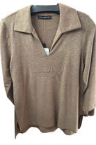3/4 Sleeve Collar Top – Front – Ella Where She Shops