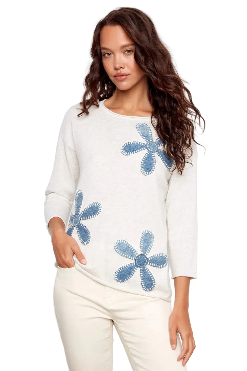 3/4 Sleeve Crew Neck Sweater ella where she shops