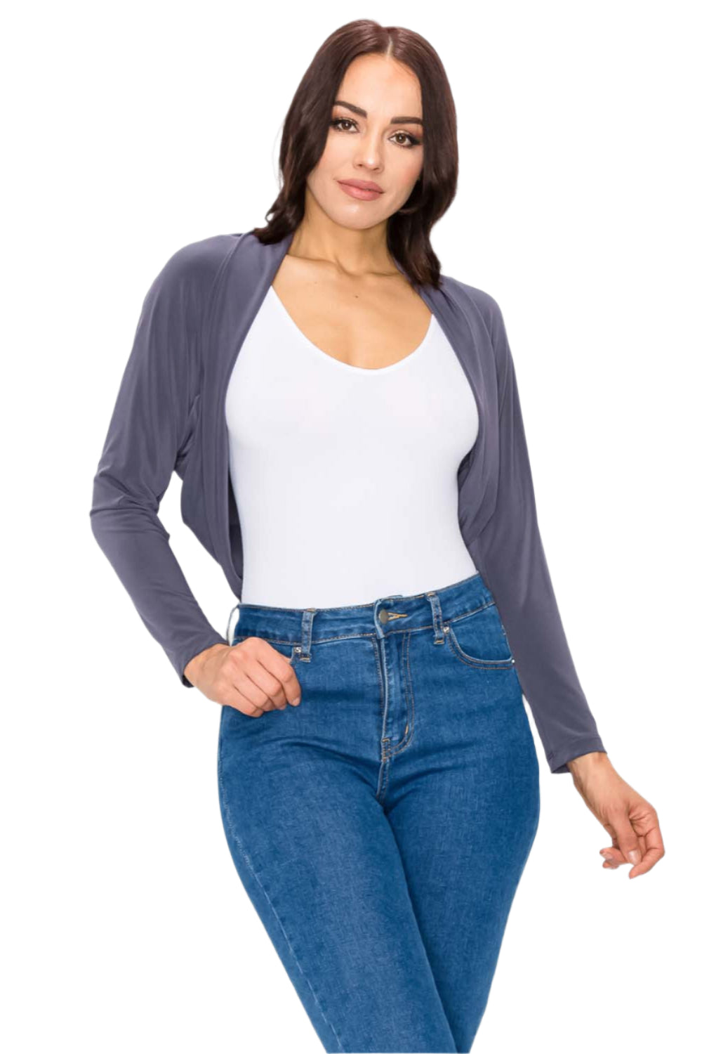 3/4 Sleeve Shrug Jacket Metal - Ella Where She Shops
