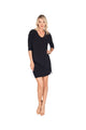 3/4 Sleeve Versatile Tunic Dress - Black - Ella Where She Shops