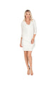 3/4 Sleeve Versatile Tunic Dress – Off White – Front – Ella Where She Shops