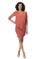 3/4 Sleeve Versatile Tunic Dress – Rust – Front – Ella Where She Shops