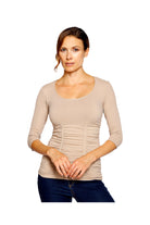 3 Panel Ruched 3/4 Sleeve Seamless Top - Natural - Ella Where She Shops