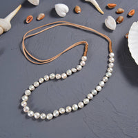 Freshwater Pearl & Leather Necklace