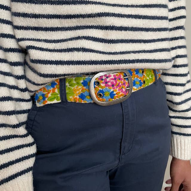 In Bloom Floral Embroidered Wool Belt