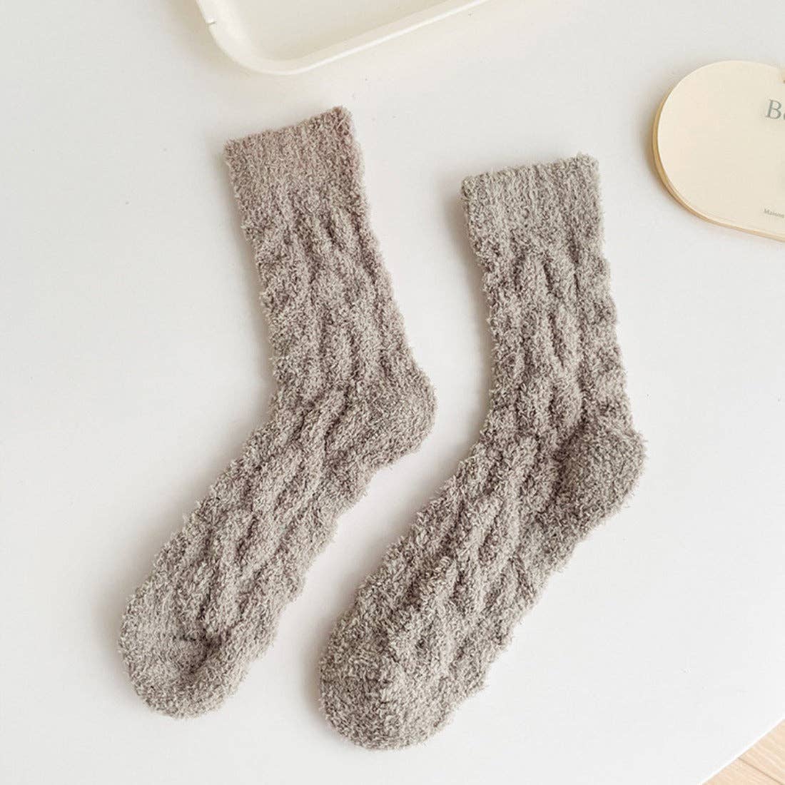 Solid Color Soft Coral Fleece Socks