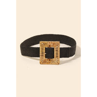 Wide Woven Square Buckle Belt