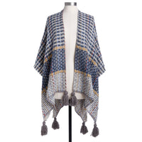 Woven Textured Kimono - Navy