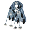 Grey Chiffon Scarves with Felted Flower Hanging