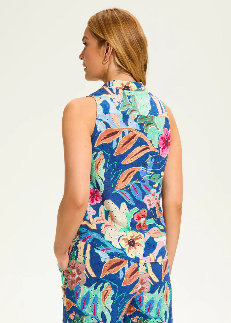 Printed eyelet shirt